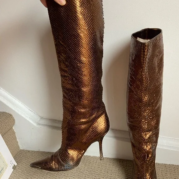 Jimmy Choo Mavis Python Metallic Boots - Picture 4 of 16